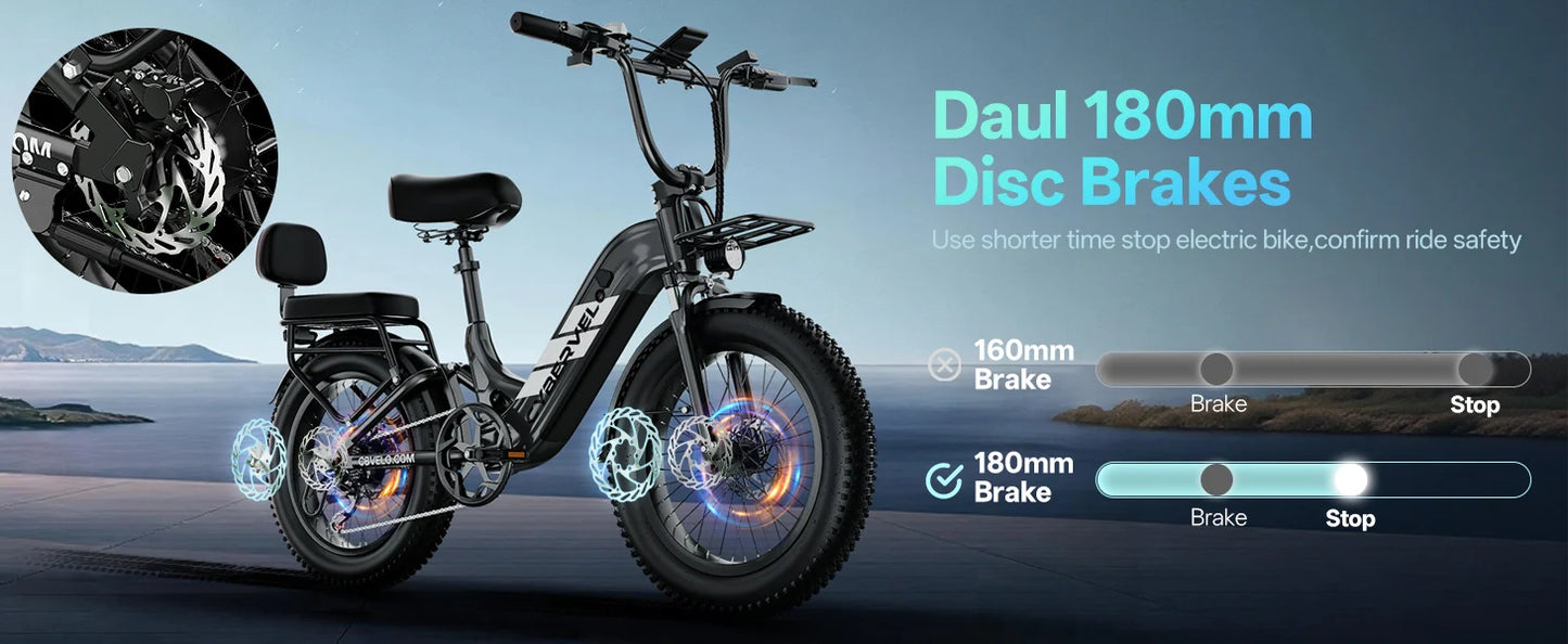 Cybervelo Step-Thru Electric Bike for Adults, 48V 20AH Removable Battery, 20" Fat Tire Shimano 7-Speed Commuter ebike EK12