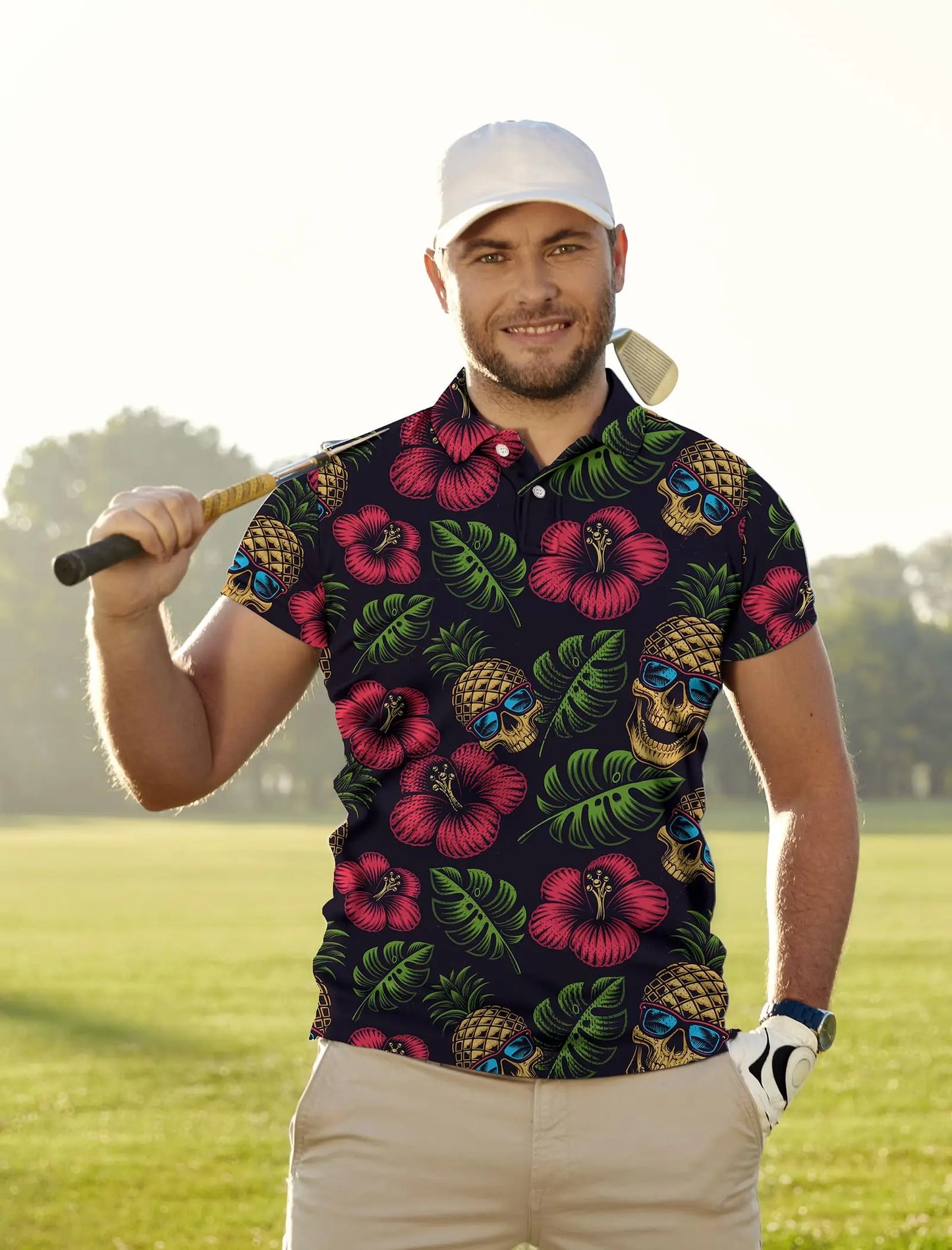 Men's Golf Shirt Hawaii Golf Polo Shirt Tennis Sports T-shirt Soft Breathable Elastic Fabric Short Sleeve