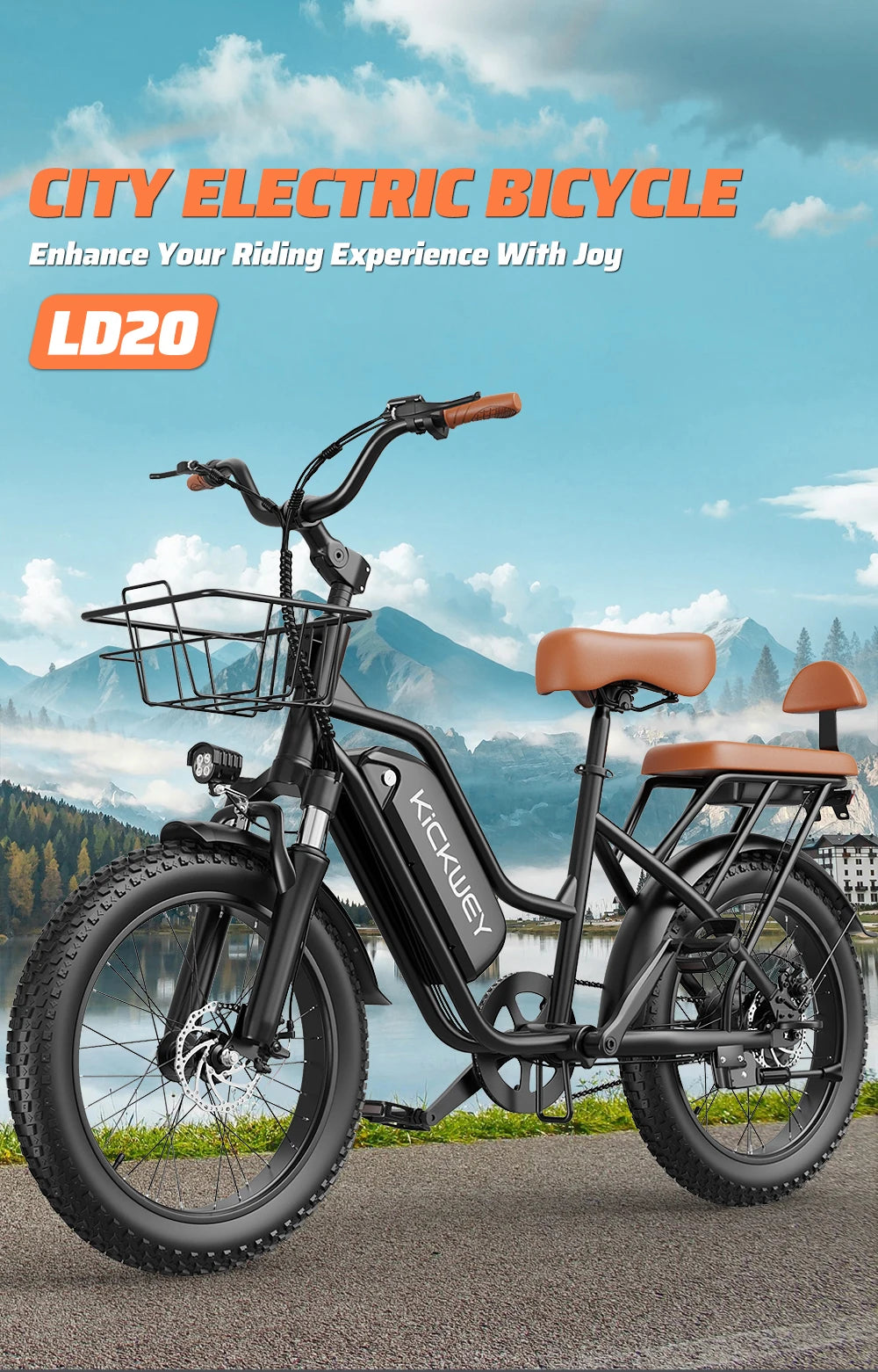 Electric Bike for Adults，20'' 1500W Peak Ebike, Up to 50 Miles 32MPH Electric Mountain Bike with 48V 20AH Removable Battery