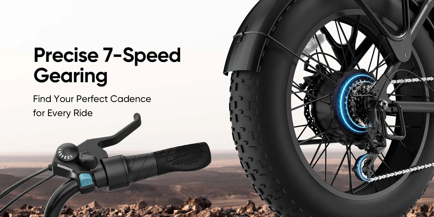 URLIFE E20PRO All-Terrain 20"*4" Fat Tire E-Bike 1500W Motor 48V 15.6Ah Battery 100Mi Range), Color Display & Front Suspension