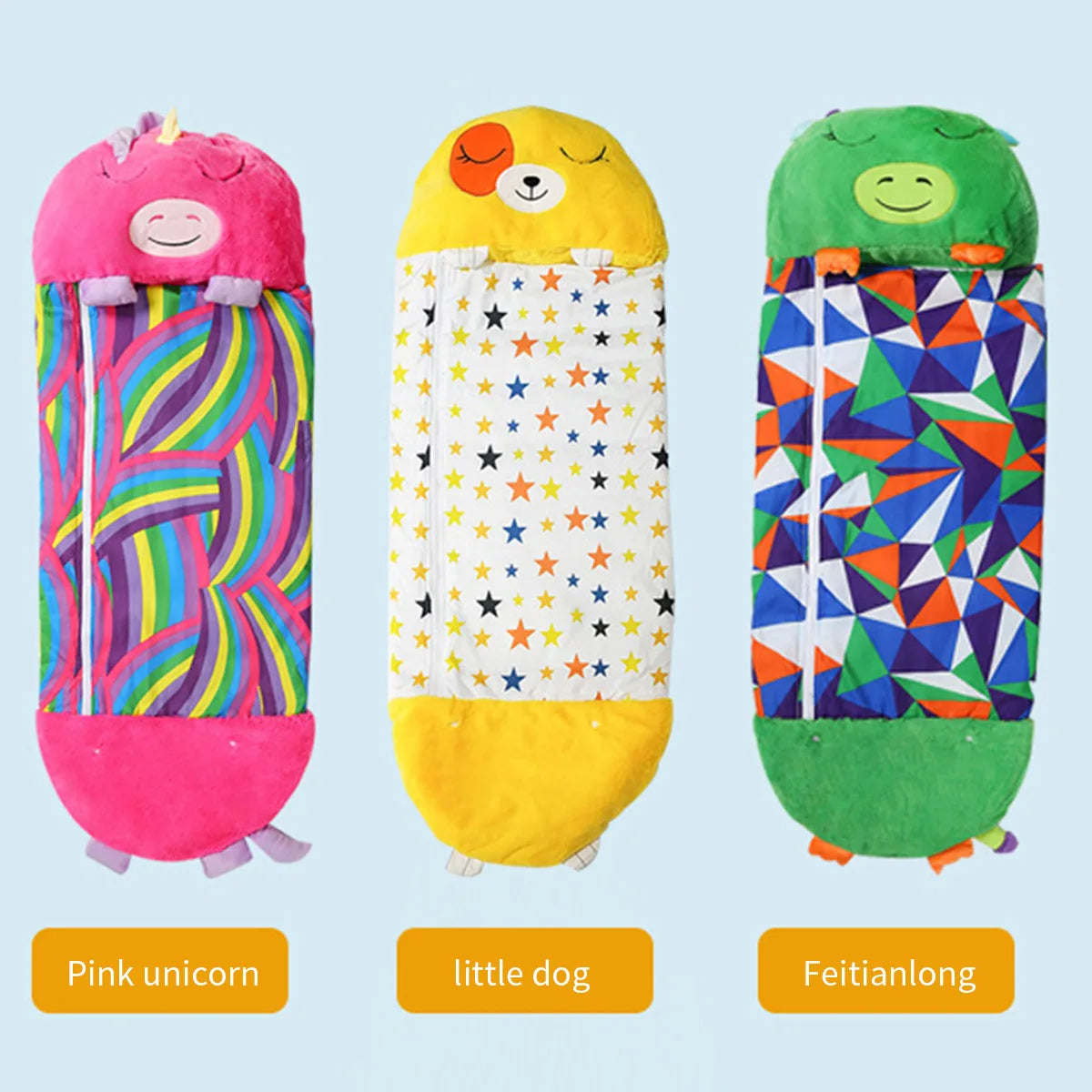 Children's Cartoon Sleeping Bag with Pillow for Birthday Gift Kids Comfy Plush Warm Sleepy Sack Animal Boys Girls Soft Sleepsack