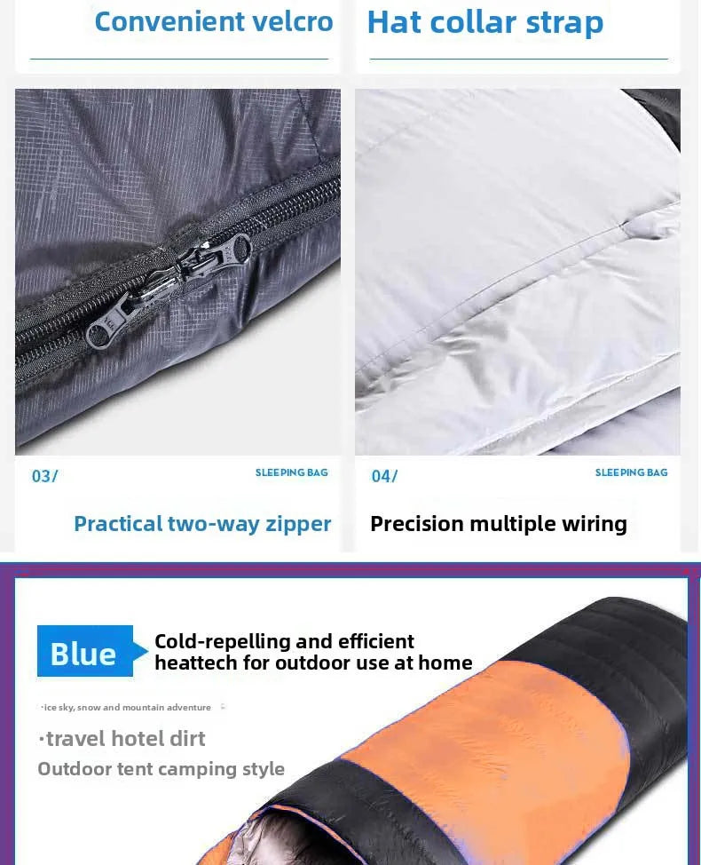 Heated Down Cotton Sleeping Bags USB Power Supply Backpacking Lightweight Waterproof Gear Equipment for Outdoor Travel Hiking