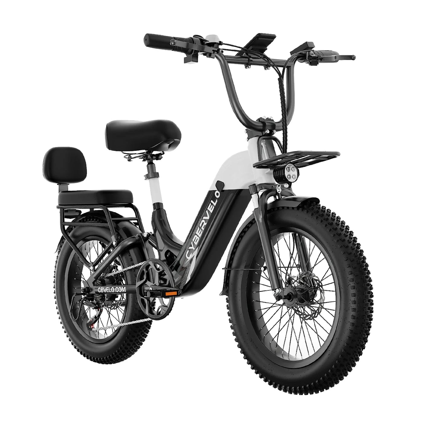 Cybervelo Step-Thru Electric Bike for Adults, 48V 20AH Removable Battery, 20" Fat Tire Shimano 7-Speed Commuter ebike EK12