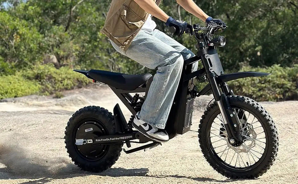Freego X0 Mini Dirt Bike for Teens Adults 3600W Motor 40MPH Dual Hydraulic Disc Brakes All-Terrain Motorcycle Off-Road E-Bike UL