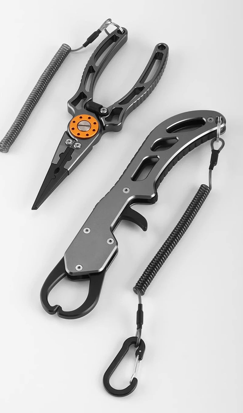 Shawto Aluminium Alloy Fishing Gripper Professional Fishing Lip Grabber Tool Fish Scissors Clip Fish Control Tackle Pliers Gear