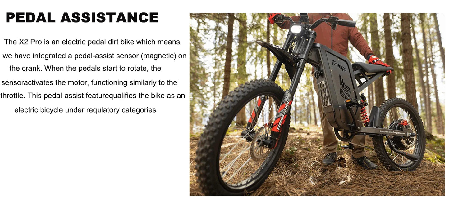 2025 Electric Dirt Bike X2 Pro Electric Motorcycle 6000W(Peak) Motor 1800wh Battery 7 Speed 50MPH Off Road Electric Bicycle