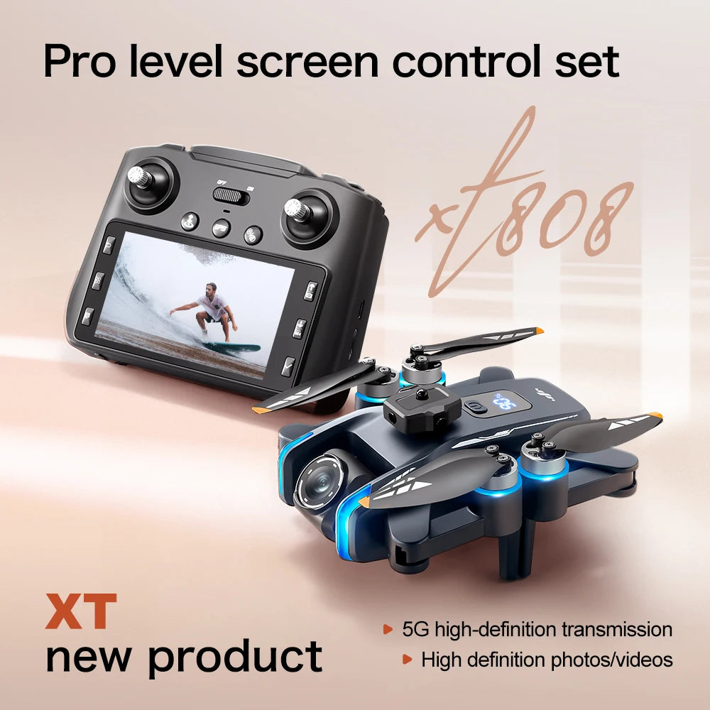 Lenovo  XT808 GPS Drone 4K Professional 8K HD Dual Camera Brushless Motor avoidance WIFI FPV Foldable RC Quadcopter Helicopter