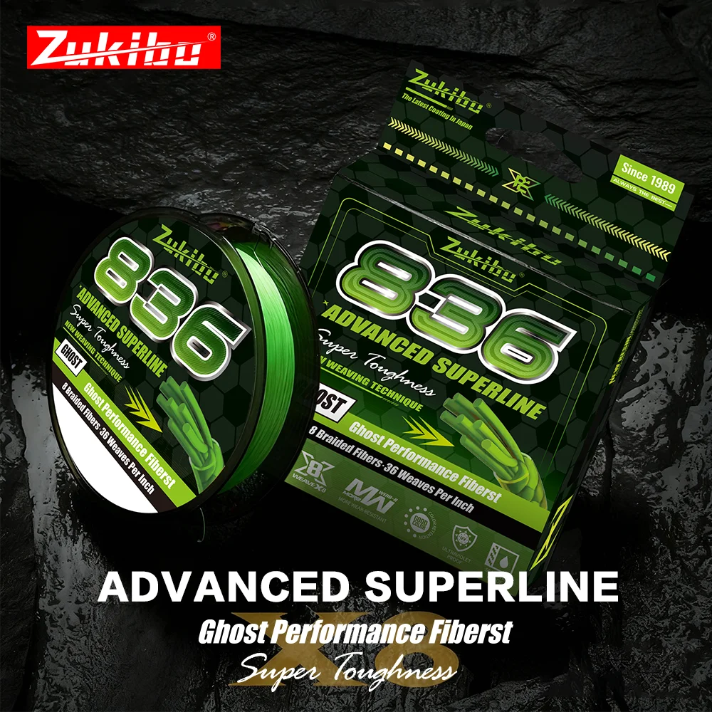 ZUKIBO Ghost 836 500M 8 Strands Braided Fishing Line Advanced Braid PE Line anti-UV Seawater Proof Coating Sinking Fishing Line
