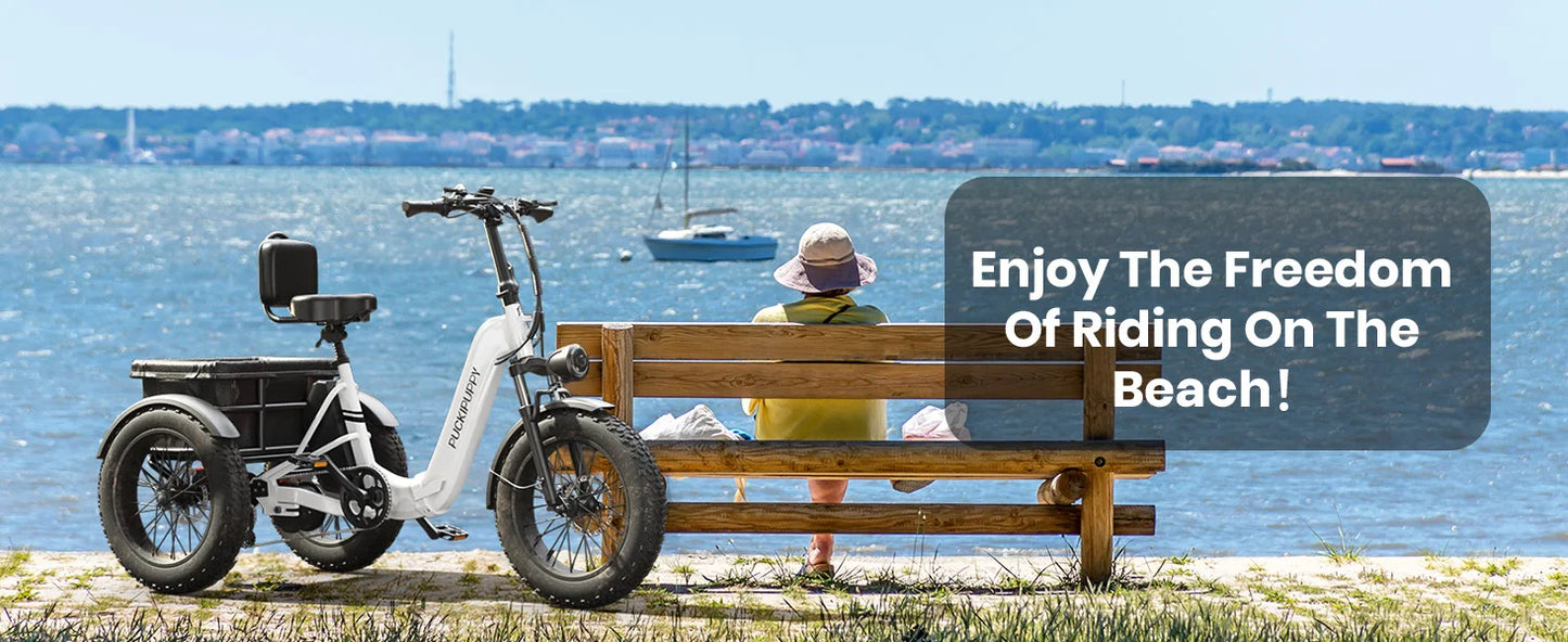PUCKIPUPPY Husky Electric Trike for Adult 960W Peak Motor 60 Miles Range Tricycle 500 Lbs Load Electric Trike 2-Year Warranty