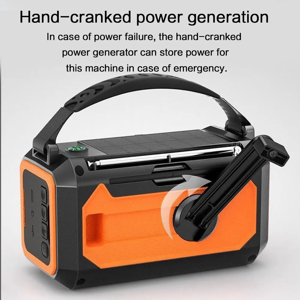 12000mAh AM/FM/NOAA Weather Radio with 2 Solar Panels Solar Hand Crank Portable Emergency Radio Reading Lamp for Outdoor Camping