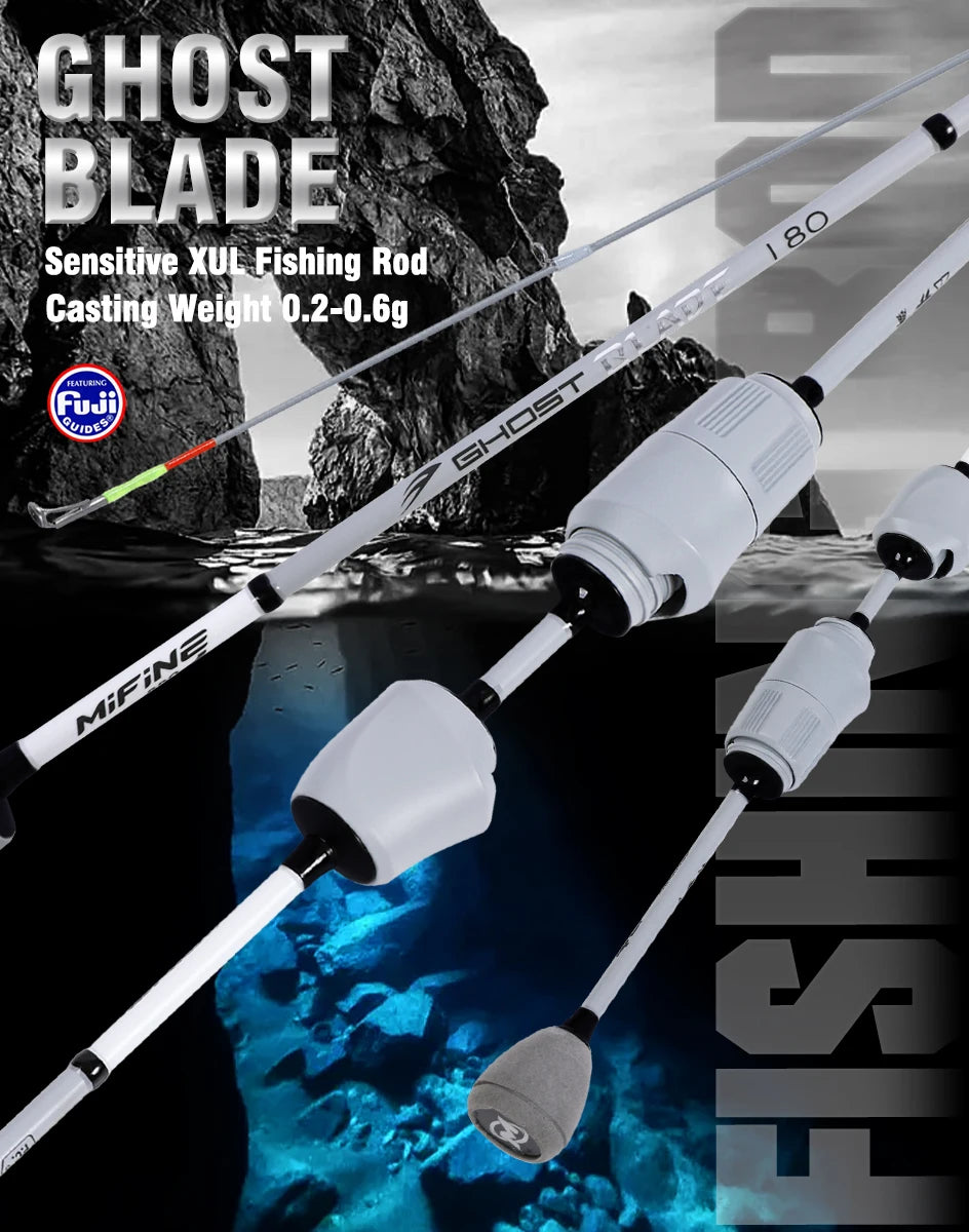 Mifine GHOST BLADE XUL Ultralight Spinning Rod 0.2-0.6g 30T Carbon Fiber Fuji Rings for Trout Fishing Fast Action Tubular Tips