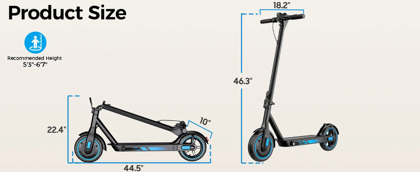 HiQiS V10 E-scooter 500WMotor 36V 10.5Ah 25MPH Speed 22mile Range Foldable E-scooter 10inch Air Tire Electric Scooter for Adults