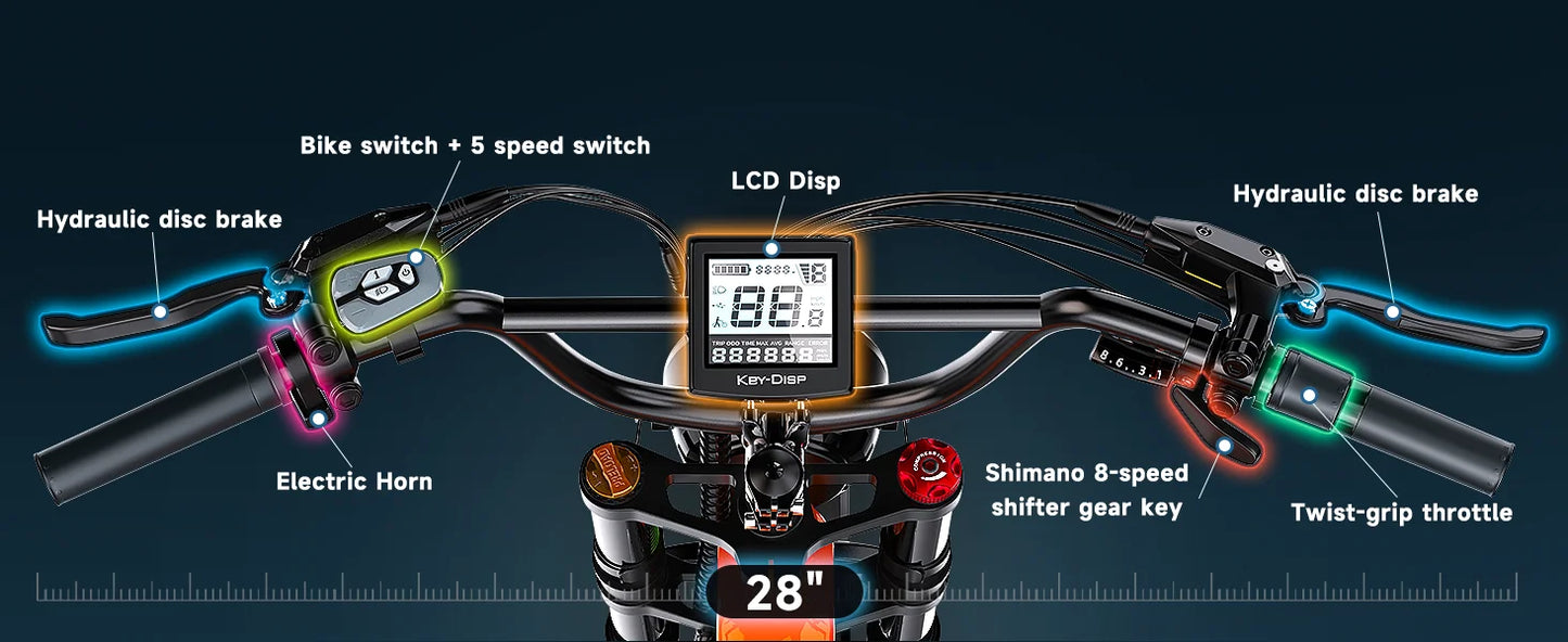 Cybervelo 2000W Peak Folding Electric Bike for Adults, 30+MPH , 48V 25Ah Removable Battery, 20" Fat Tire E-bike ,Off-road EK6