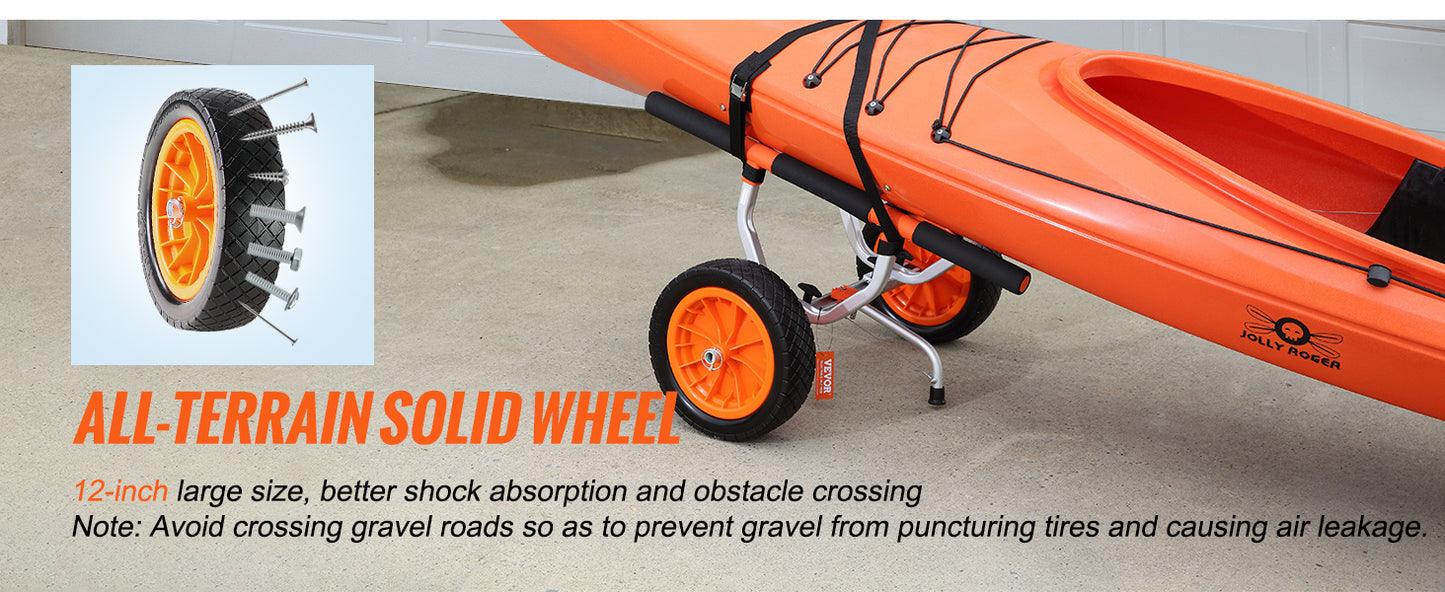 SucceBuy Kayak Cart 450lbs Detachable Canoe Trolley Cart with 12'' Tires Adjustable Width for Paddleboards Float Mats Jon Boats