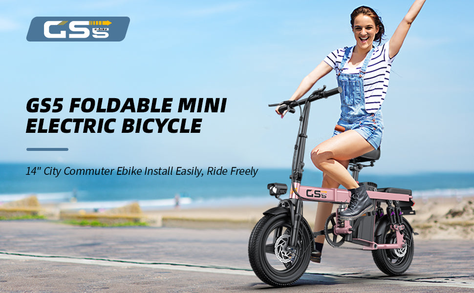 UPlee GS5 48V 15AH Battery EBike,30+MPH,740W Folding Electric Bike,35 Miles Max Range Electric Bike for Adults, 14" Fat Tire